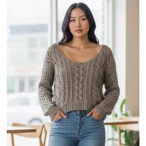 Free People XS Mohair Wool Blend Open Knit Sweater Boho Summer